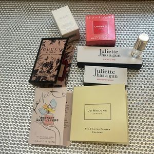 Bvlgari Gucci Bloom, Marc Jacobs Perfecr, Jo Malone Juliette has a gun Tom Ford